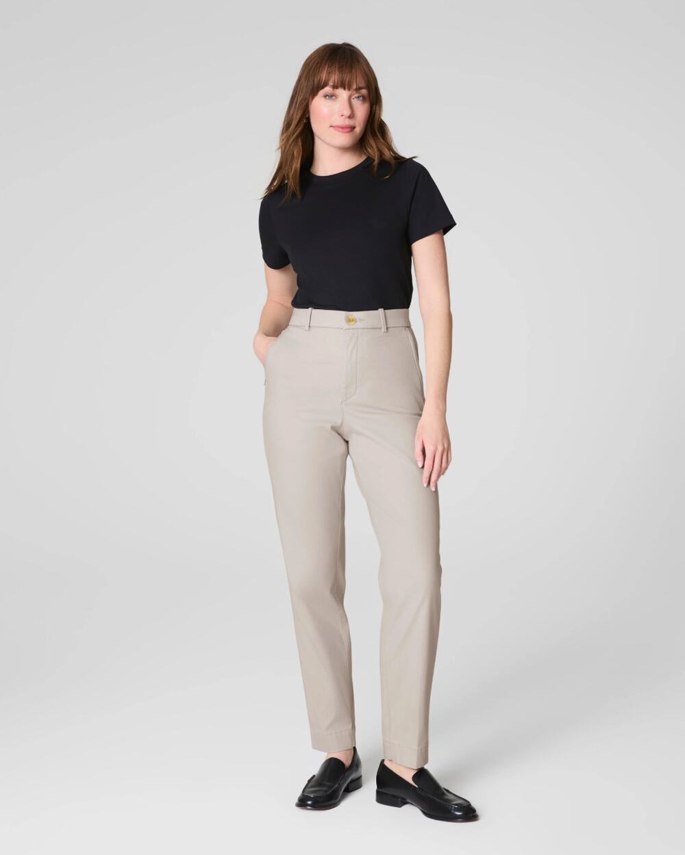 SPANX SPANXsupersmooth Stretch Twill Slim Straight Pant Bone Sz L $128 {C34}